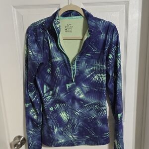 Nike Women's Vibrant Blue and Green Sweatshirt